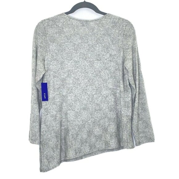 APT. 9 Sweater Top Womens size XXL L/S Soft Fine Knit Asymmetrical Hem Gray - Picture 2 of 6